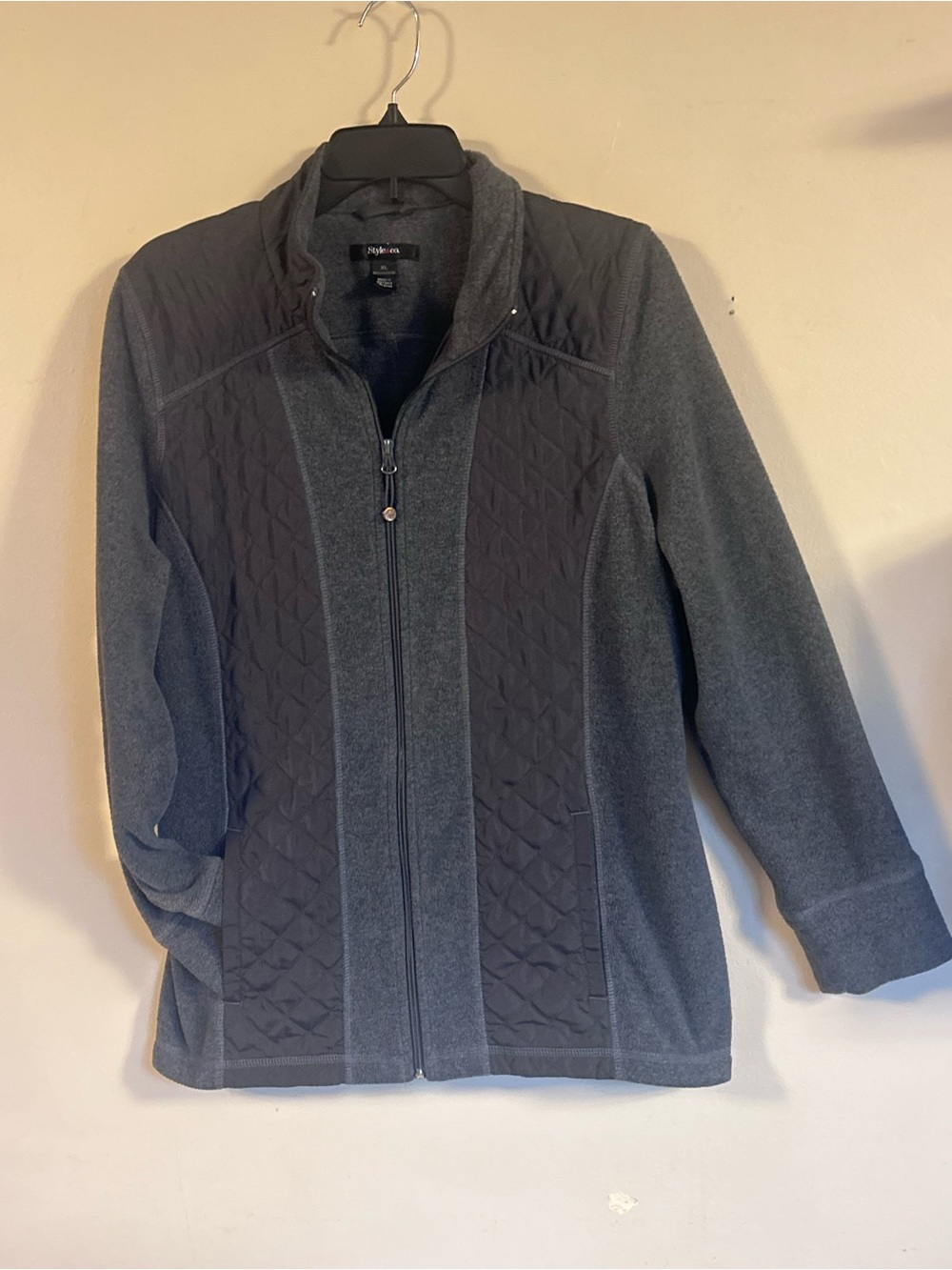 Style & Co. Women's Quilted Front Gray Full-Zip Utility Jacket